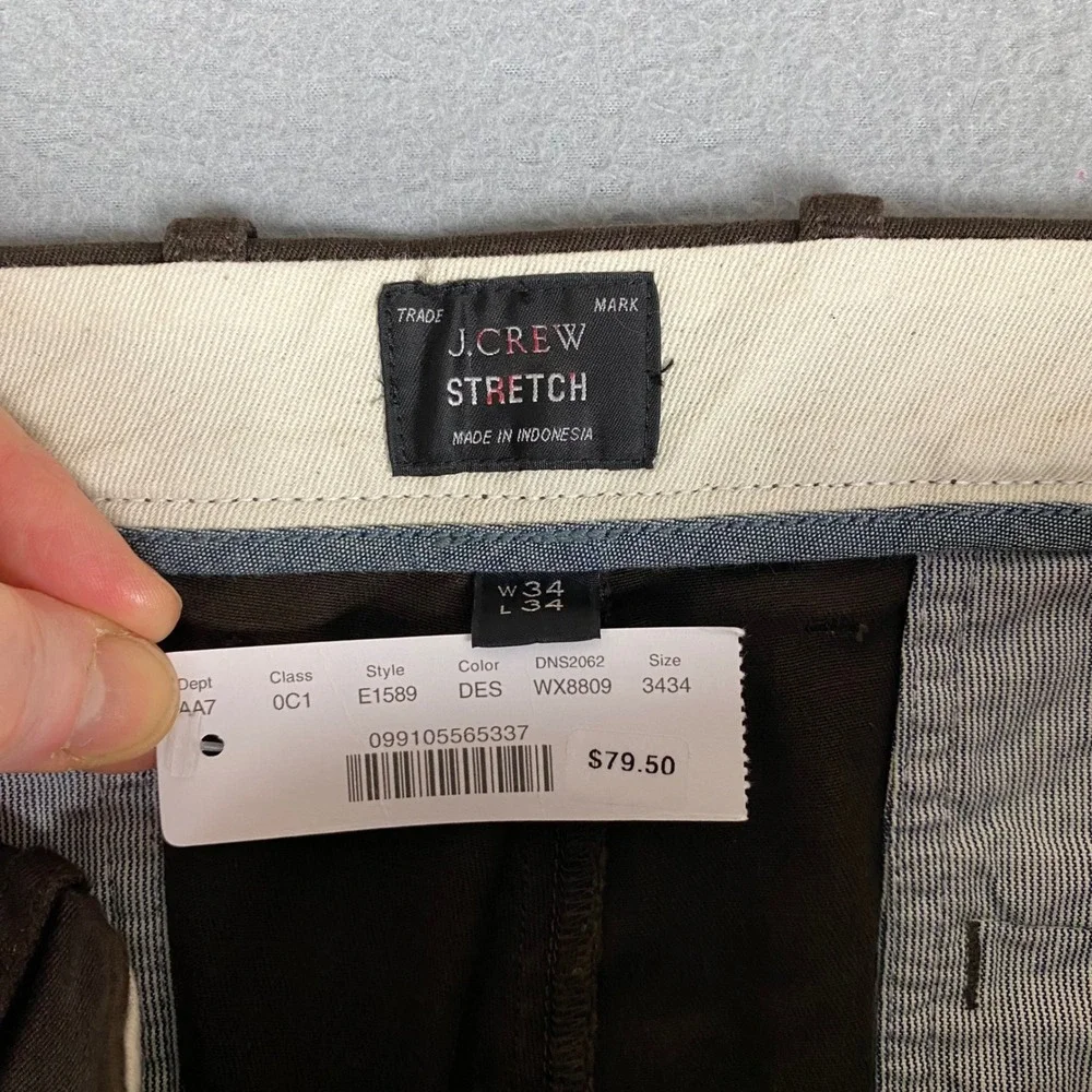 J.Crew 484 Slim Fit Stretch Chino Pants Mens 34x34 Brown